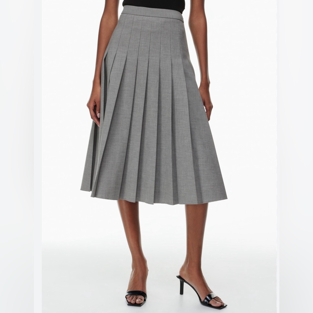 NWT Aritzia Babaton Didi Pleated Midi Skirt - Heather Gray